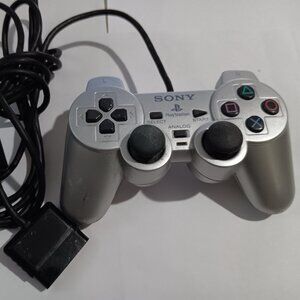 PS2 Silver Dualshock 2 SPCH-10010 Sony Playstation 2 Controller